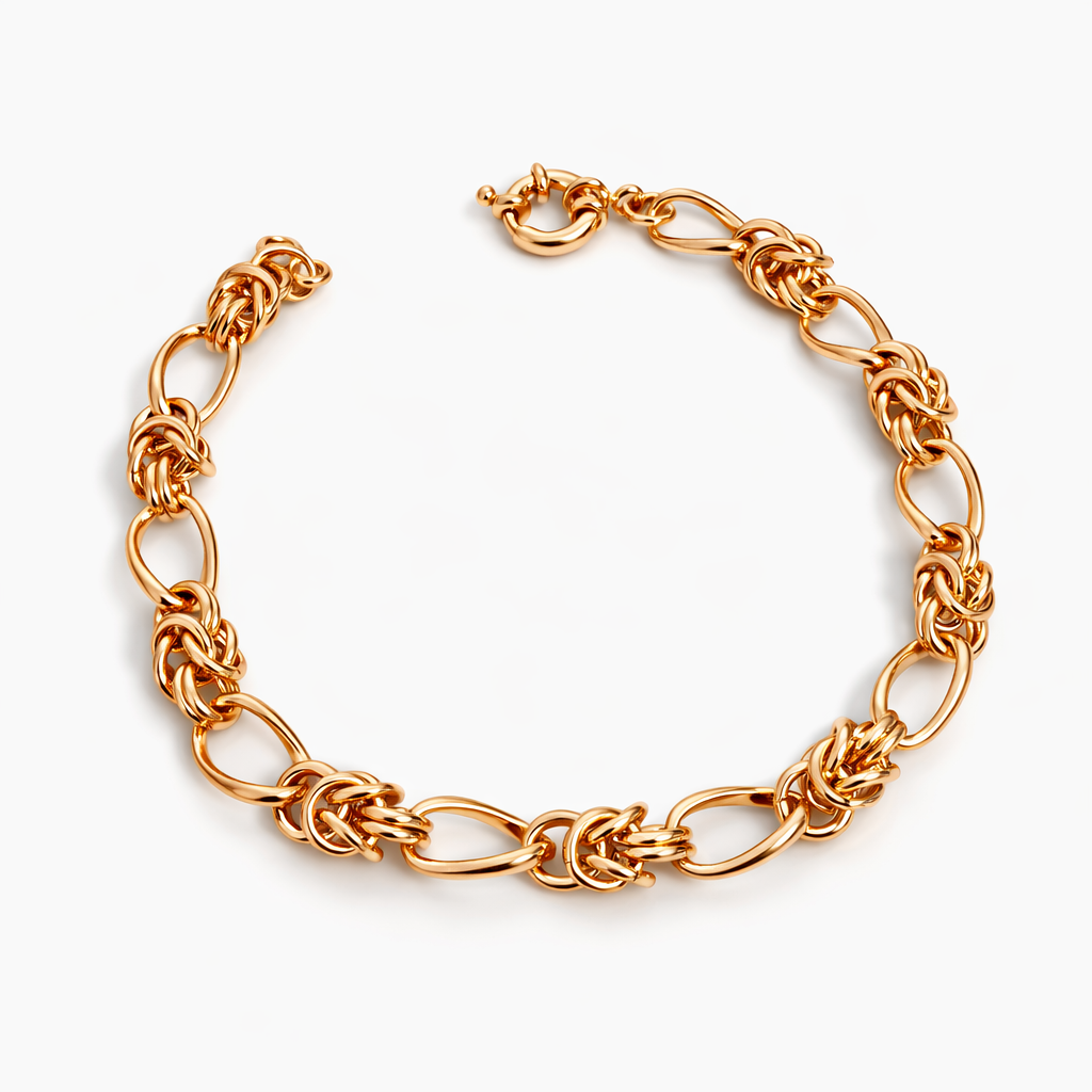 18k Gold Plated Brass 21 cm 8 mm Chain Bracelet | Wholesale