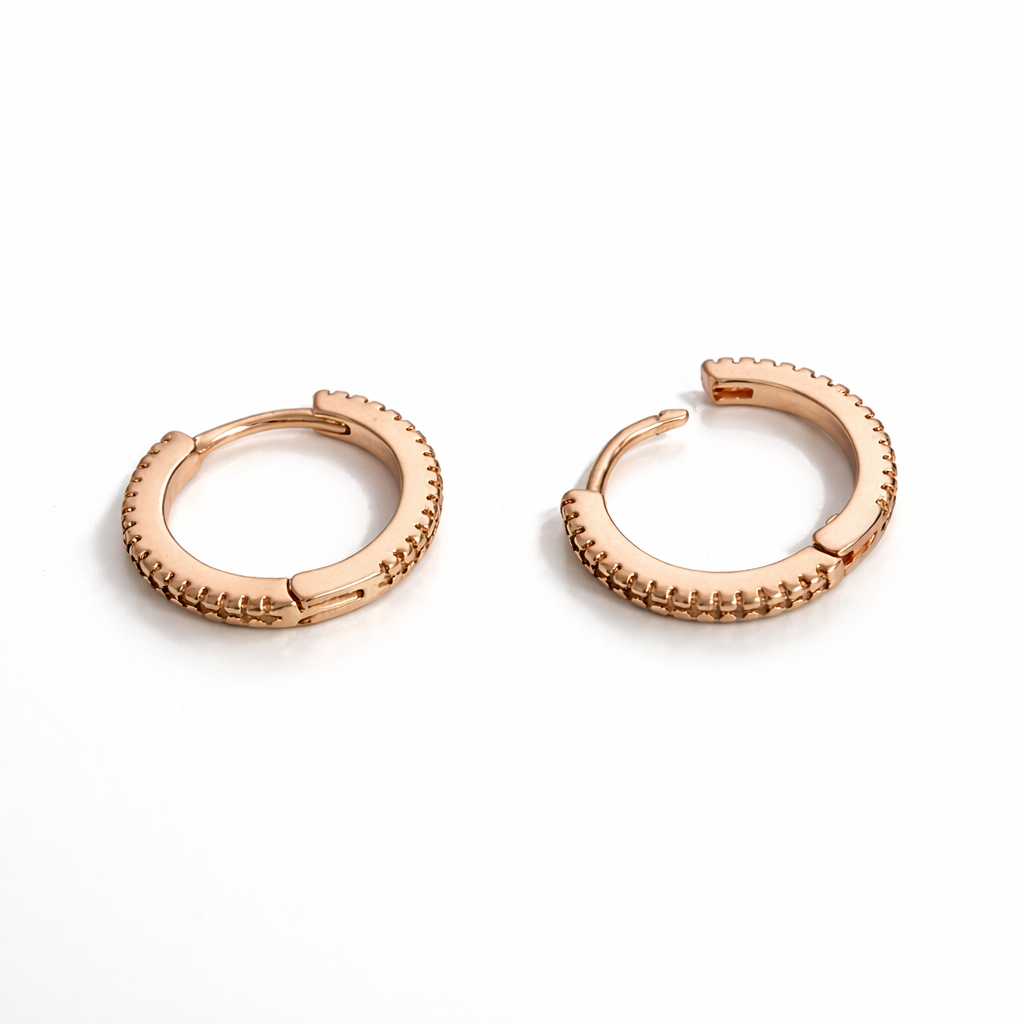 18K Gold Plated Pavé Hoop Earrings 15 mm
