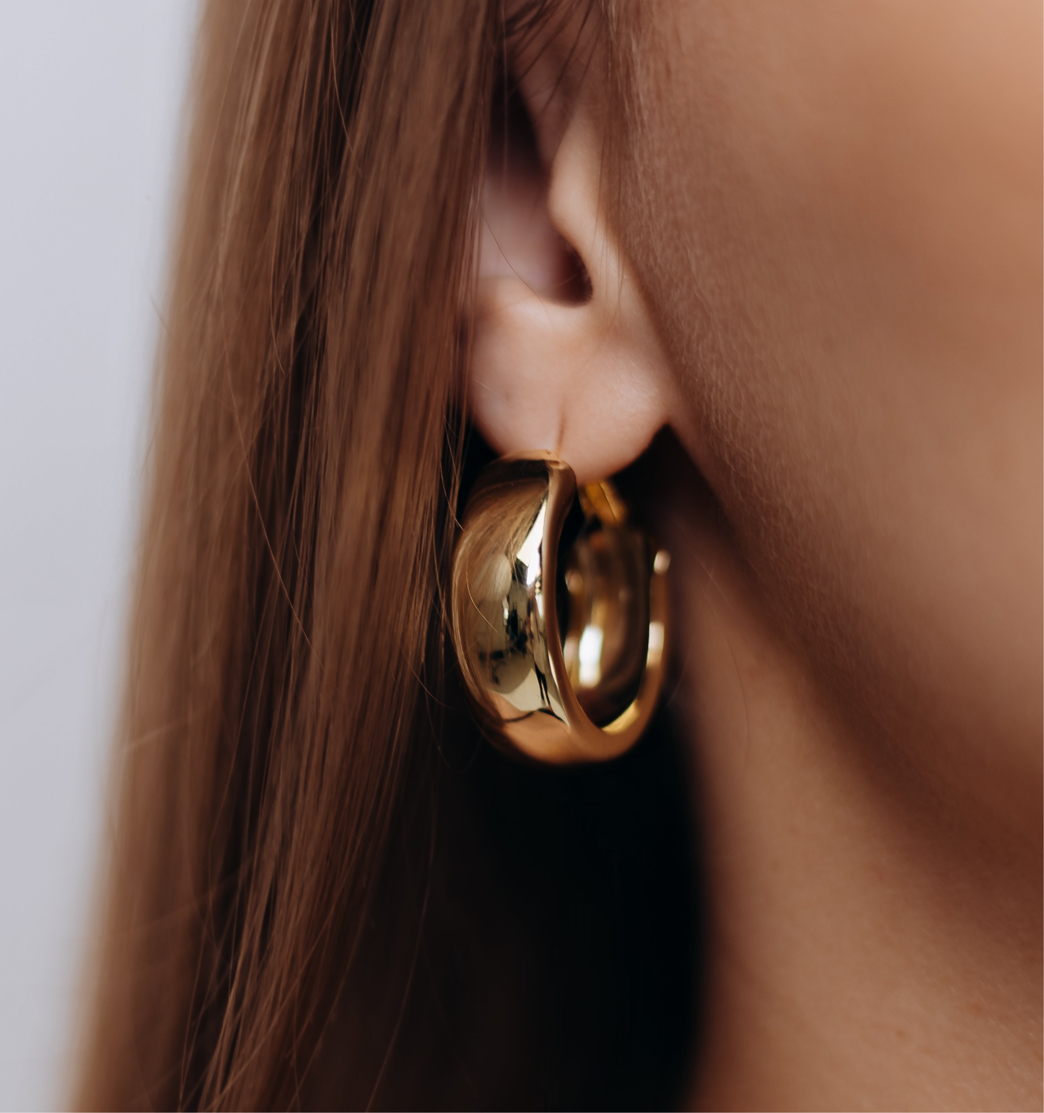 Chunky Hoop Earrings – 14K Gold Plated, Silver Post, 3.5 cm