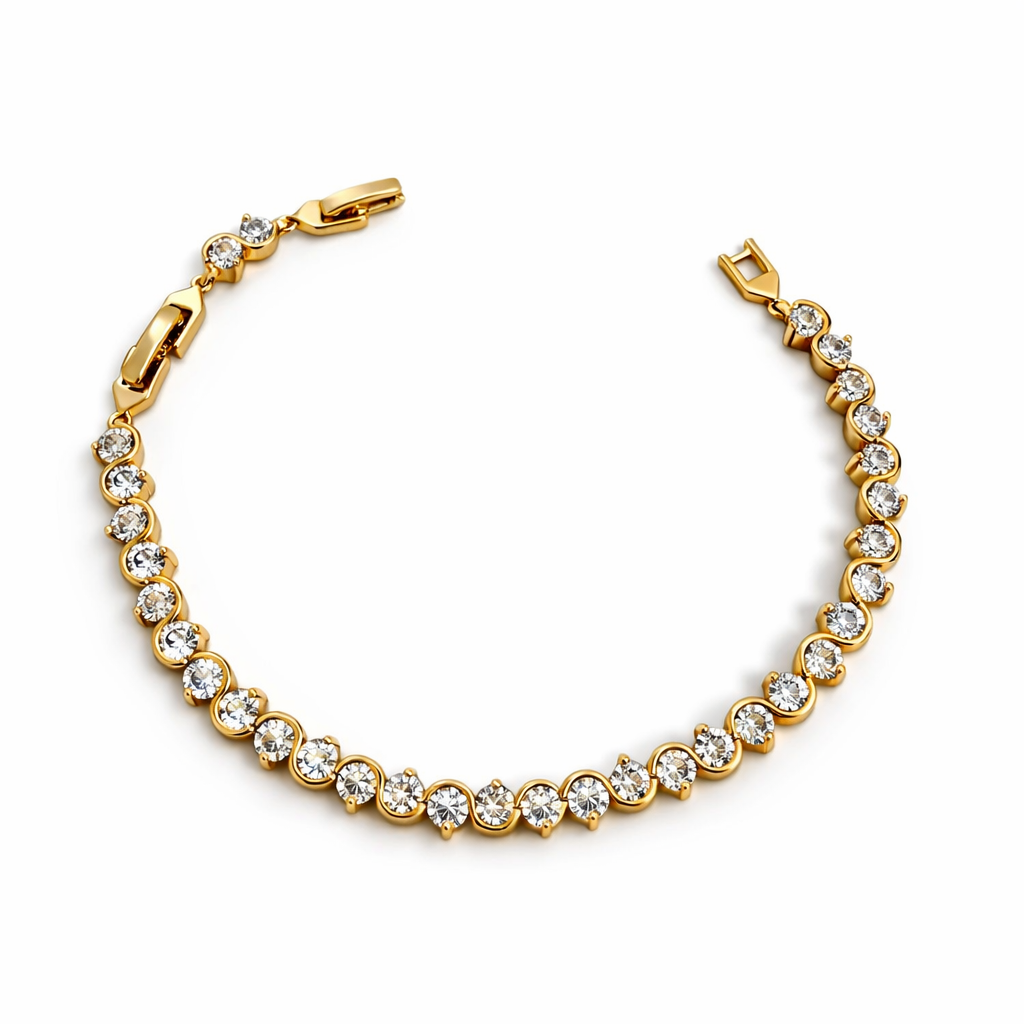 18k Gold Plated Brass 18+3 cm 5 mm CZ Tennis Bracelet | Wholesale