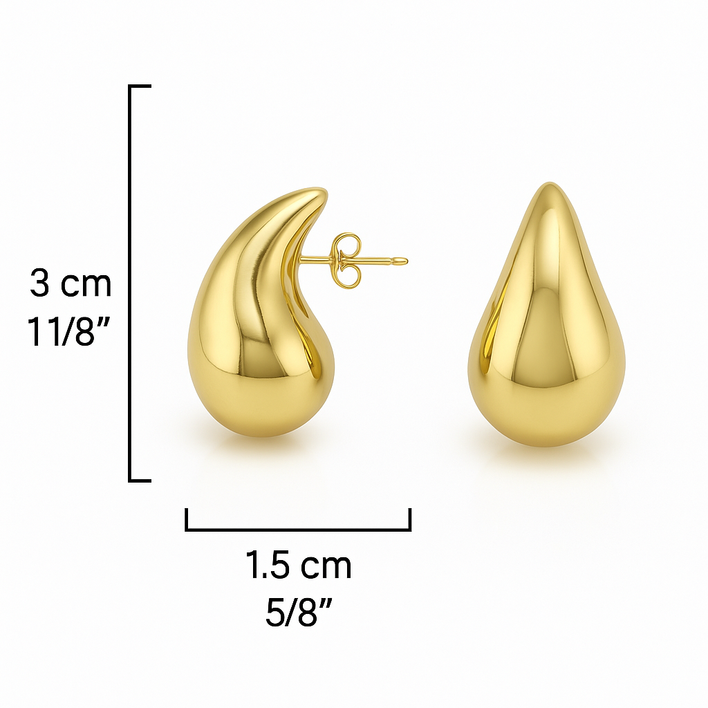 Sterling Silver Teardrop Stud Earrings – Rhodium or Gold Plated