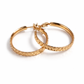 18K Gold Plated Textured Hoop Earrings 30 mm