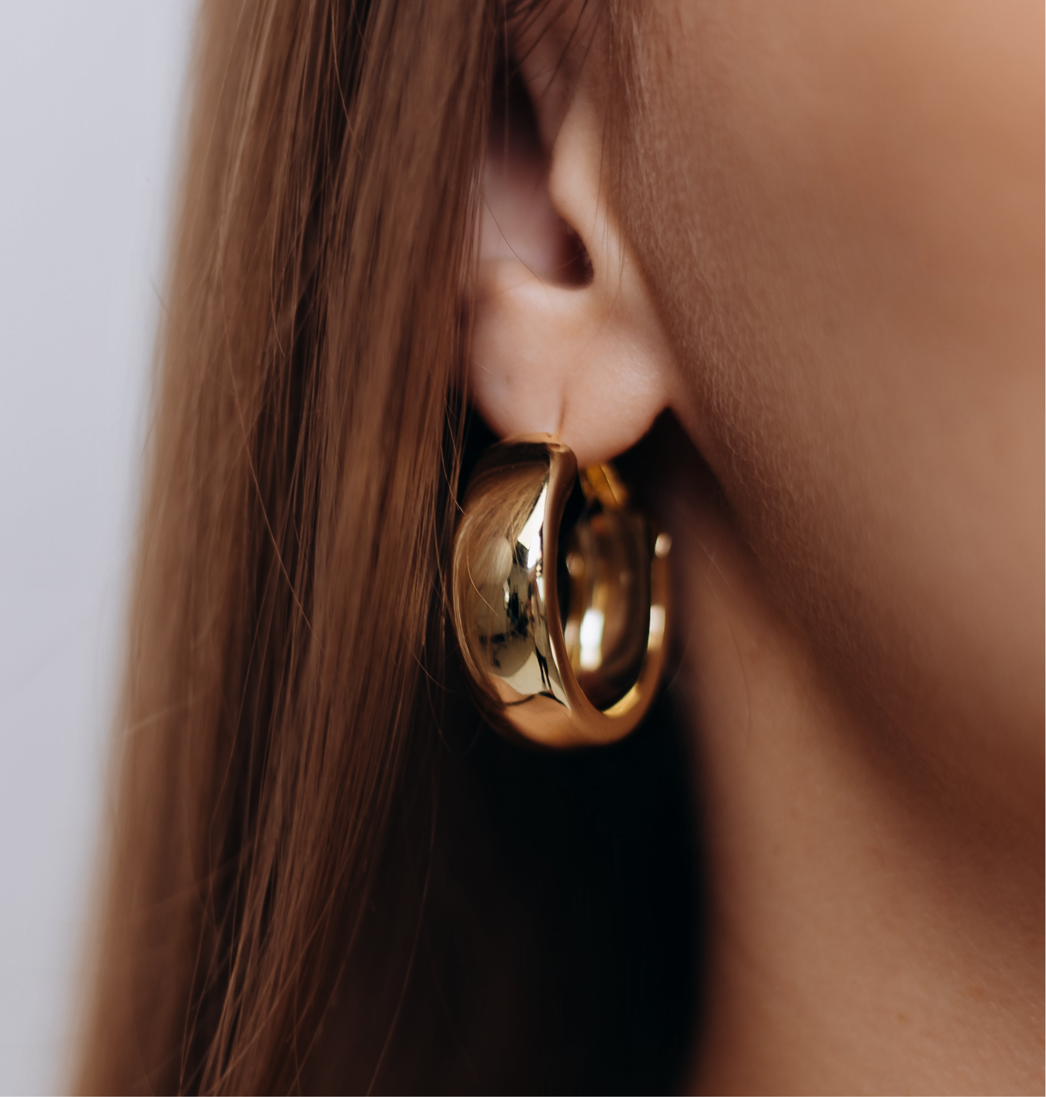 Chunky Hoop Earrings – 14K Gold Plated, Silver Post, 3.5 cm