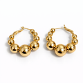18K Gold Plated Beaded Hoop Earrings 30 mm