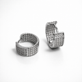 Rhodium Plated Pavé Huggie Earrings 15 × 8 mm