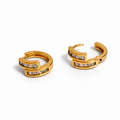 18K Gold Plated Geometric Huggie Earrings with Stones 13 × 6 mm