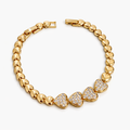 18K Gold Plated Brass 18+2 cm Heart CZ Bracelet | Wholesale