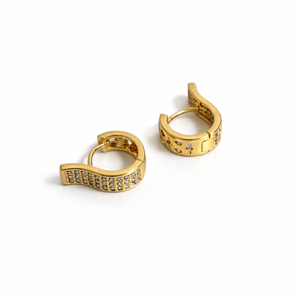18K Gold Plated Pavé Huggie Earrings 15 × 5 mm