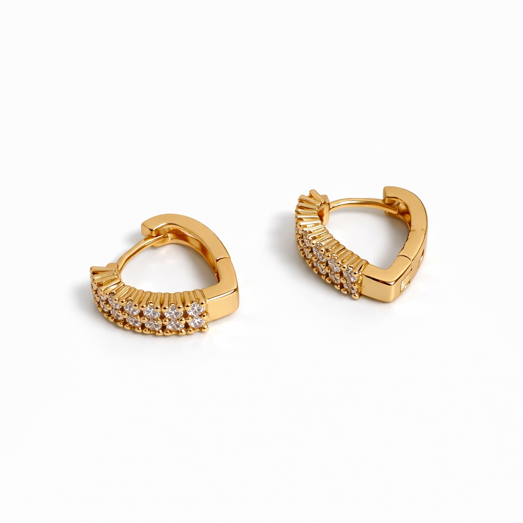 18K Gold Plated Pavé Huggie Earrings 14 × 5 mm