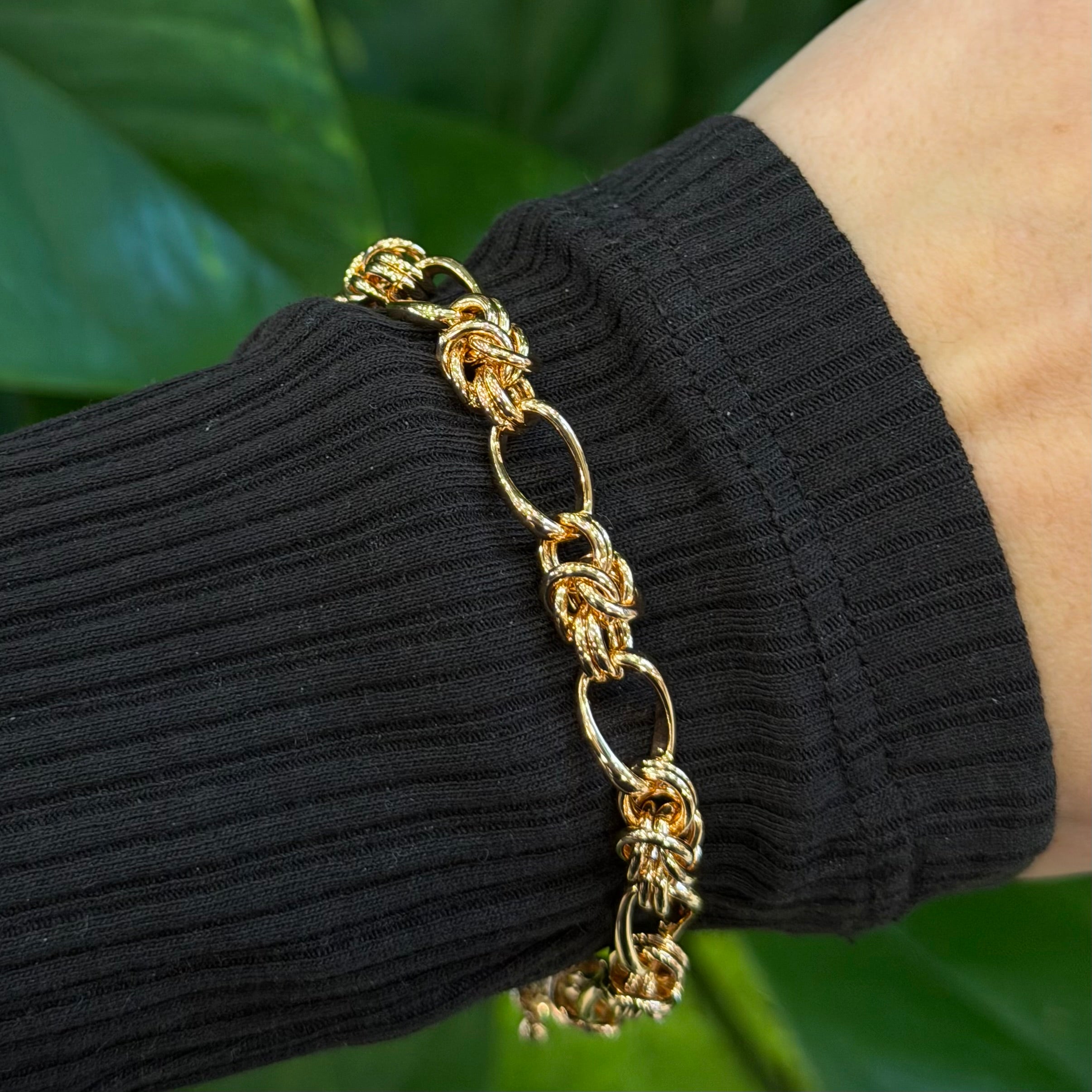 18k Gold Plated Brass 21 cm 8 mm Chain Bracelet | Wholesale