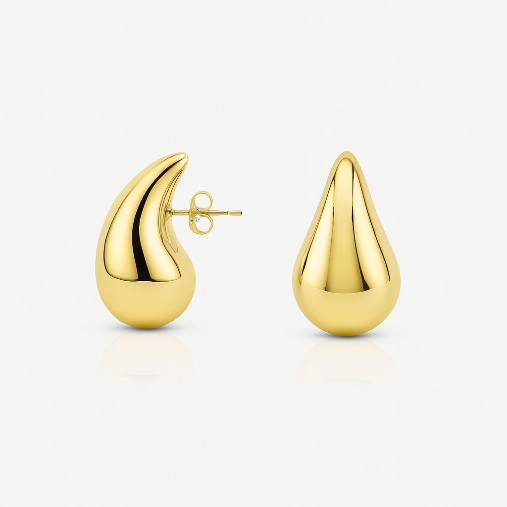 Sterling Silver Teardrop Stud Earrings – Rhodium or Gold Plated