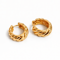 18K Gold Plated Twisted Huggie Earrings 15 mm