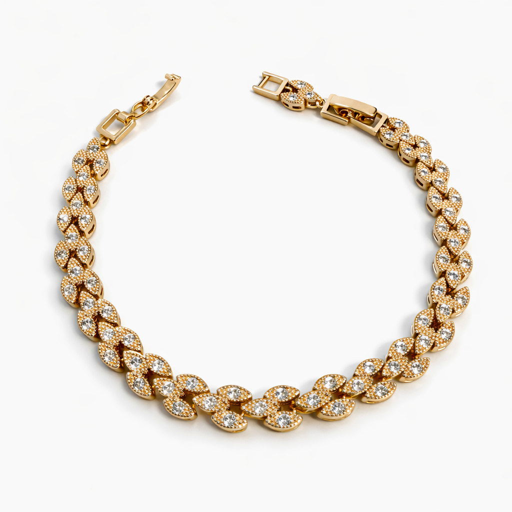 18k Gold Plated Cuban Link CZ Bracelet 18+2 cm | Wholesale