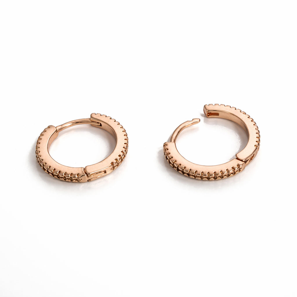 18K Gold Plated Pavé Hoop Earrings 15 mm