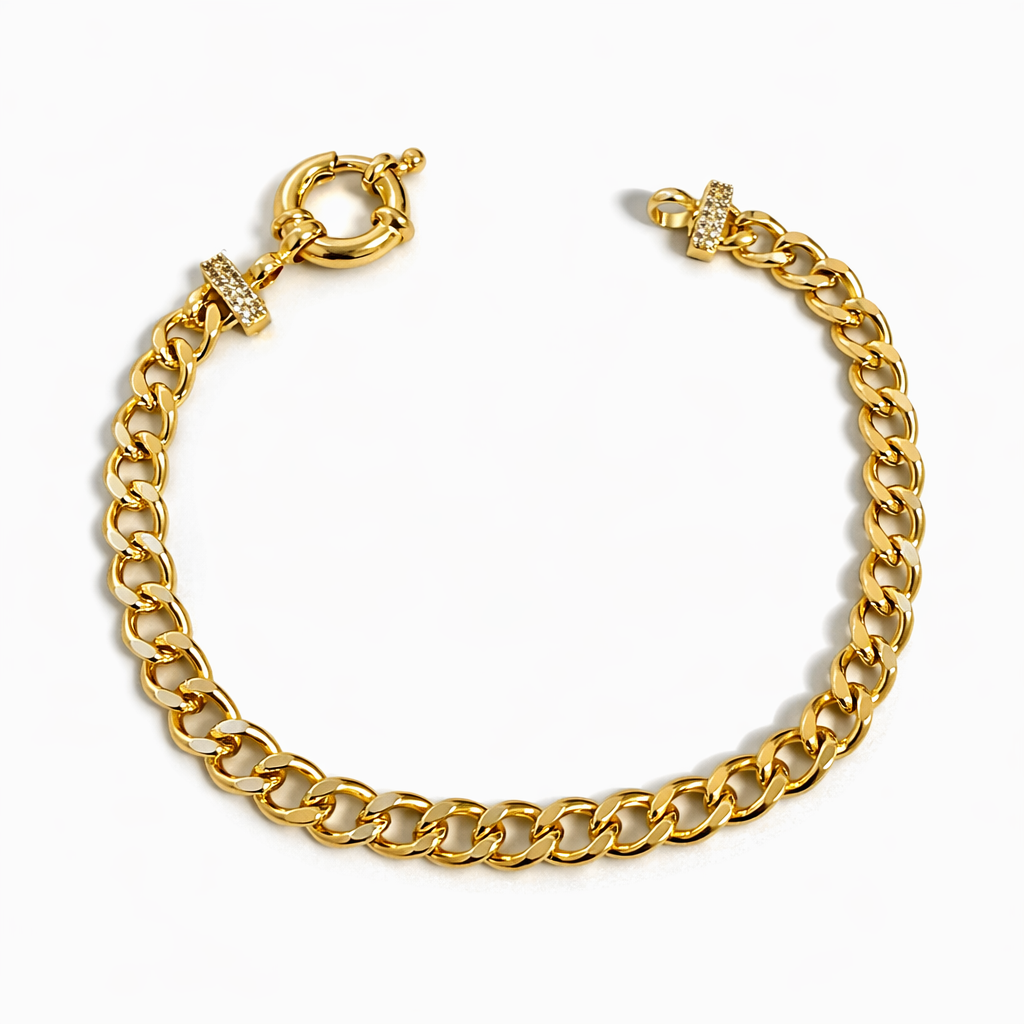 14K Gold Plated Brass 18.5 cm Cuban Bracelet | Wholesale