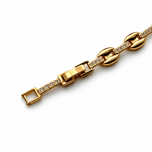 18K Gold Plated Brass 18+2 cm CZ Link Bracelet | Wholesale