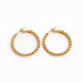 18k Gold Plated Rope Hoop Earrings 30mm | Twisted Hoops Wholesale