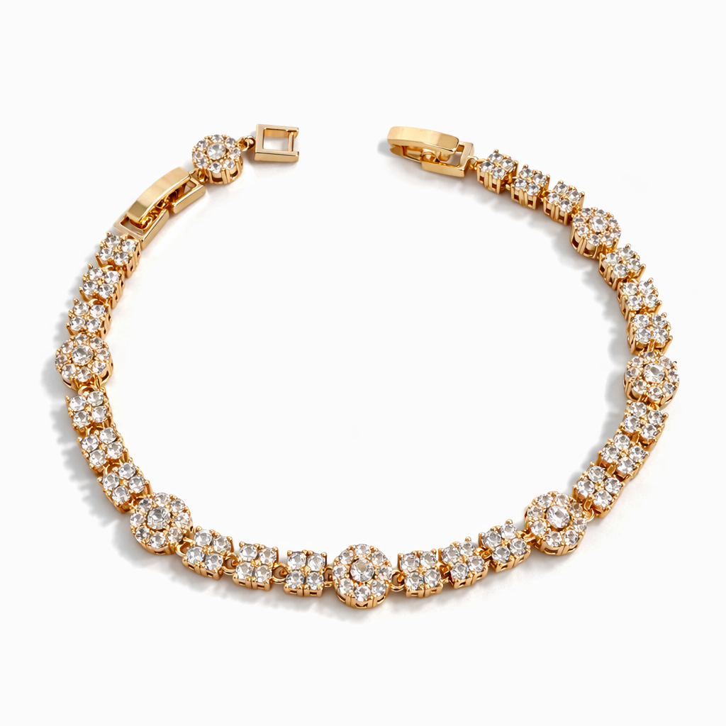 18k Gold Plated CZ Tennis Bracelet 18+2cm | Wholesale