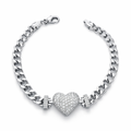 Silver Heart CZ Chain Bracelet 19cm | Wholesale