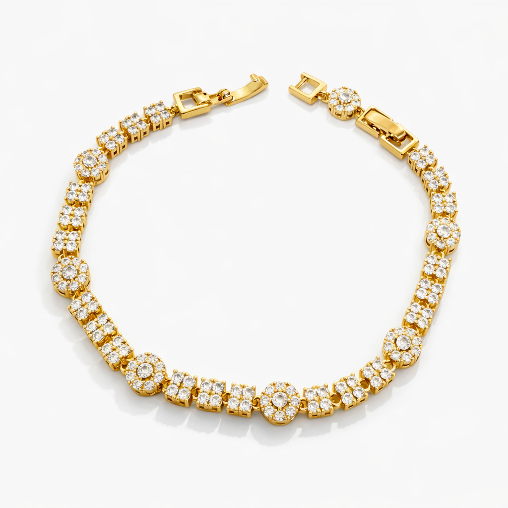 18k Gold Plated CZ Tennis Bracelet 18+2cm | Wholesale