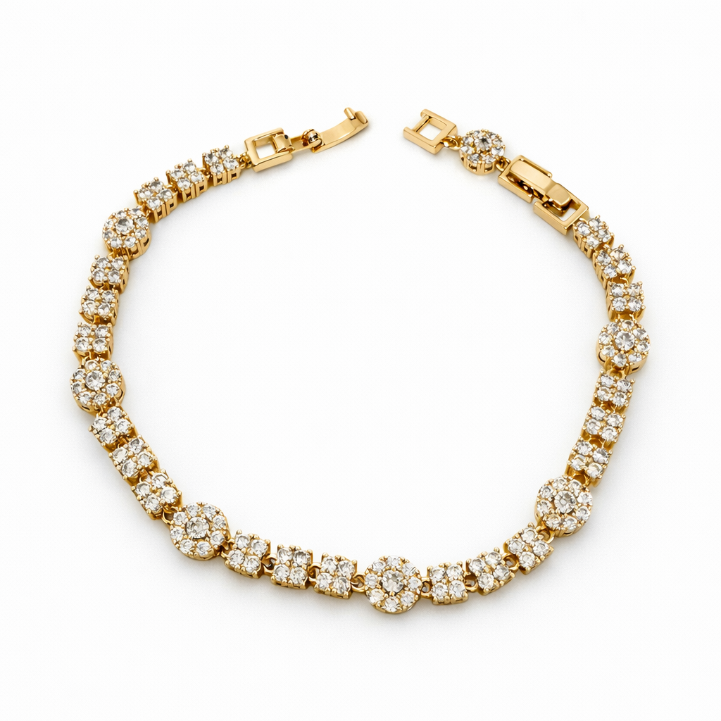 18k Gold Plated CZ Tennis Bracelet 18+2cm | Wholesale