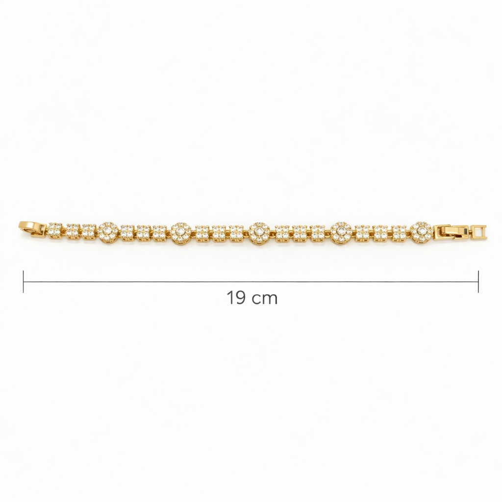 18k Gold Plated CZ Tennis Bracelet 18+2cm | Wholesale