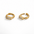 Gold Plated Mini Hoop Earrings with CZ Bar Insert